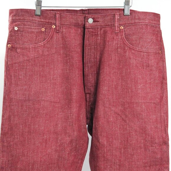 Levis Levi Strauss White Oak Cone Denim 501 Burgundy Red Dungarees Jeans, 40x32 - Picture 3 of 12